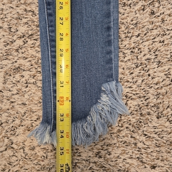 Just Black Denim Flex Waist Mid Rise Jeans with Fringe Ankles Hems Size 24 - Picture 9 of 15